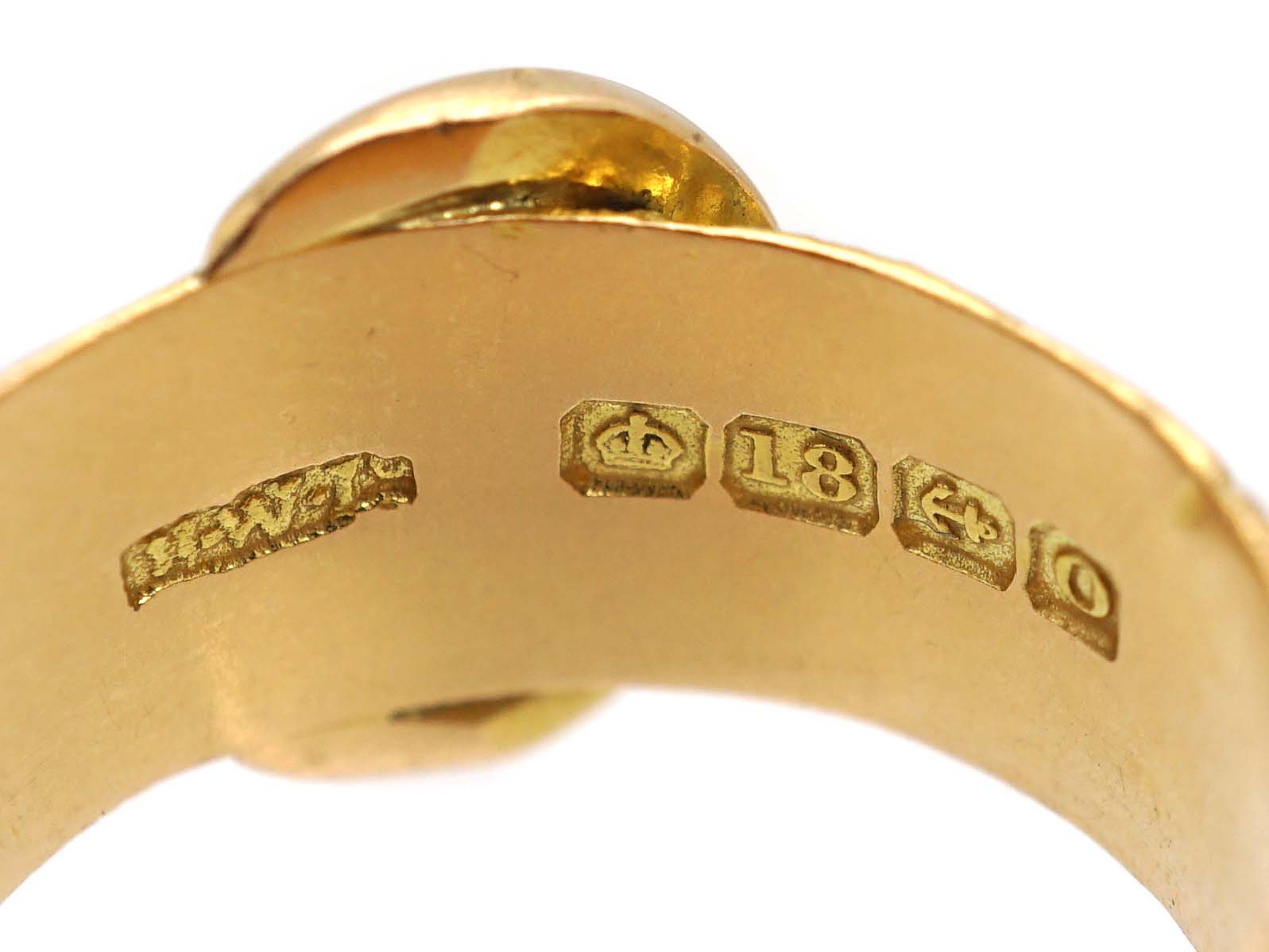 Edwardian 18ct Gold Buckle Ring with Rose & Ivy Detail (291U) The
