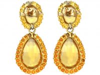 French 18ct Gold Early 19th Century Drop Earrings set with Citrines