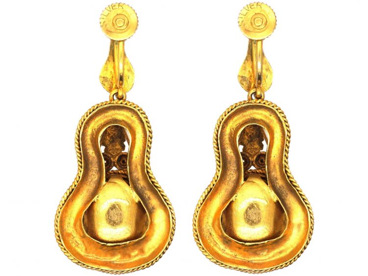 Victorian Silver Gilt & Citrine Drop Earrings