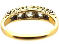 Victorian 18ct Gold Five Stone Diamond Carved Half Hoop Ring