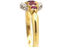 Edwardian 18ct Gold & Platinum Cluster Ring set with Five Rubies & Diamonds