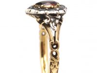 Georgian Heart Ring set with a Garnet & Rose Diamonds