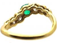 18ct Gold Modernist Ring set with an Emerald & Diamonds