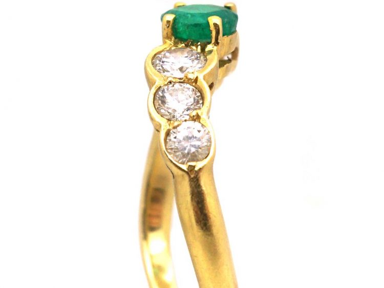18ct Gold Modernist Ring set with an Emerald & Diamonds