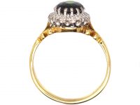 Edwardian 18ct Gold Cluster Ring set with Green Tourmaline & Diamonds