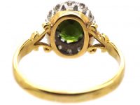 Edwardian 18ct Gold Cluster Ring set with Green Tourmaline & Diamonds