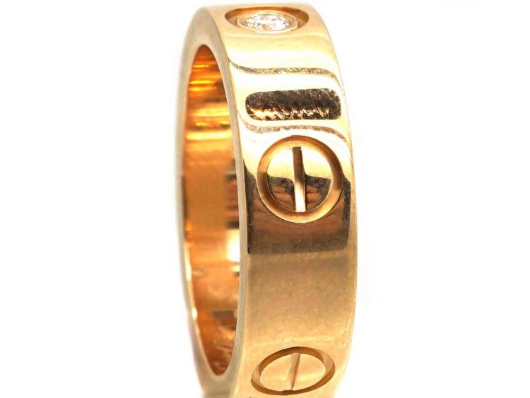 18ct Gold Love Ring by Cartier set with a Diamond