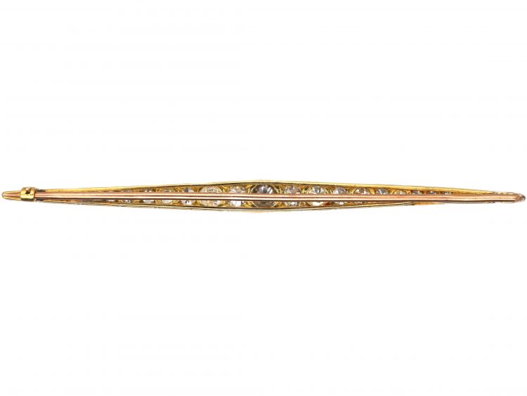 Art Deco 18ct Gold & Platinum Diamond Line Brooch