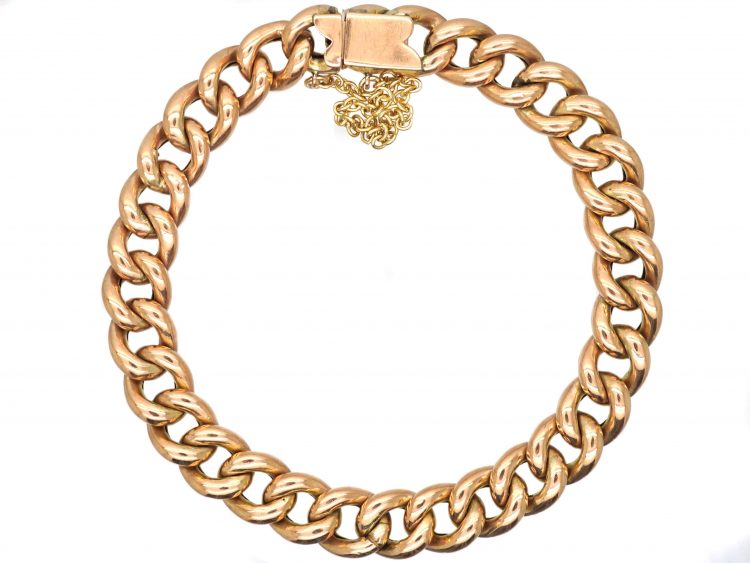 Edwardian 9ct Gold Curb Link Bracelet