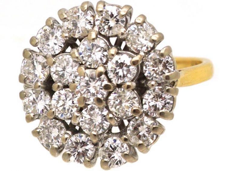 1950s 18ct Gold, Large Diamond Cluster Ring