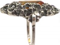 Art Deco Silver, Marcasite, Citrine & Amethyst Ring