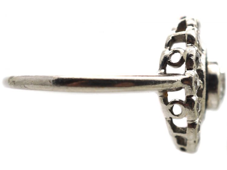 Art Deco Platinum Target Ring set with Diamonds & Calibre Sapphires