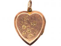 Edwardian 9ct Back & Front Heart Shaped Locket with Swallow Motif