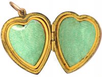 Edwardian 9ct Back & Front Heart Shaped Locket with Swallow Motif