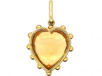 Edwardian 15ct Gold Heart Shaped Pendant set with a Citrine