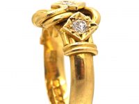Edwardian 18ct Gold Lover's Knot Ring set with Three Diamonds