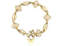 Edwardian 9ct Gold & Opal Bracelet with 9ct Gold Padlock