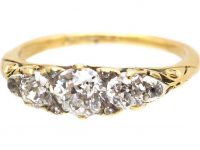 Edwardian 18ct Gold, Three Stone Diamond Ring with Rose Diamond Points