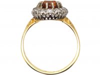 Edwardian 18ct Gold, Citrine & Diamond Cluster Ring
