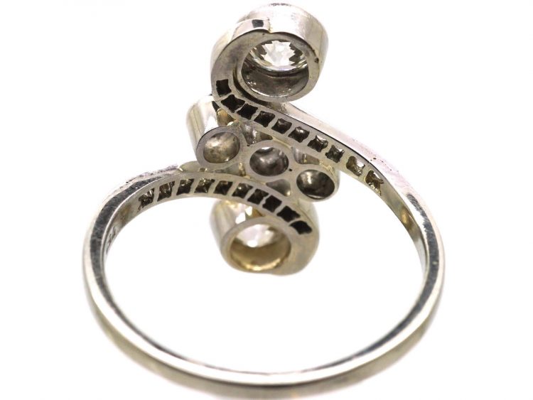 Art Nouveau 18ct White Gold & Diamond Twist Ring