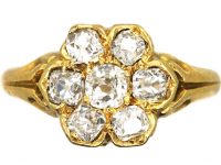 Victorian 18ct Gold, Old Mine Cut Diamond Cluster Flower Ring