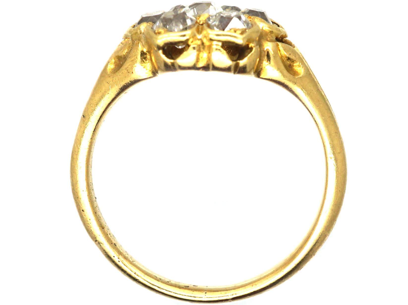 Victorian 18ct Gold, Old Mine Cut Diamond Cluster Flower Ring (287U ...