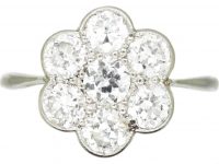 Early 20th Century 18ct White Gold & Platinum Diamond Cluster Ring