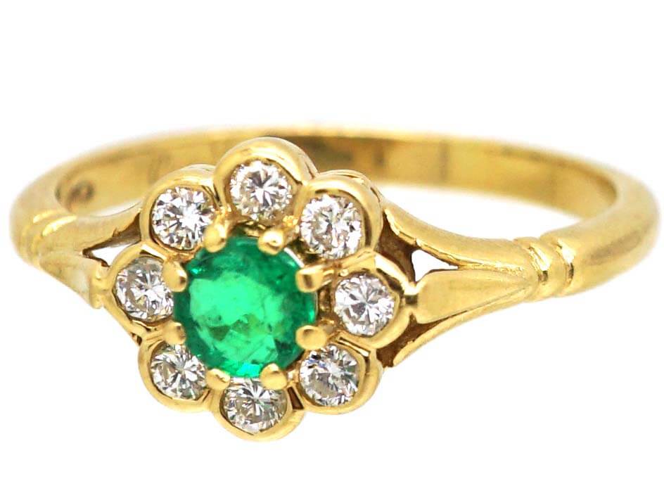 18ct Gold, Emerald & diamond Cluster Ring by Boodles (302U) | The ...