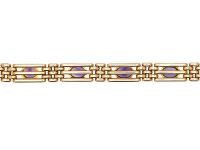 Edwardian 15ct Gold Bracelet set with Amethysts