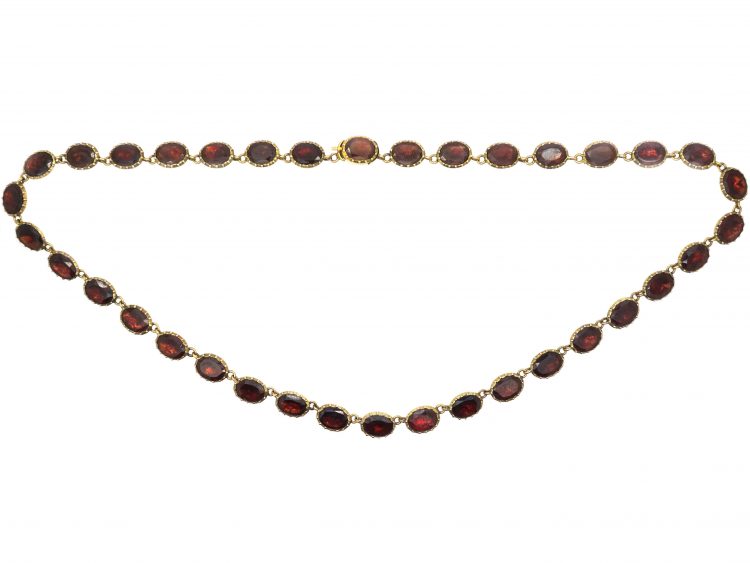 Georgian Gold Garnet Riviere Necklace