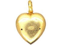 Edwardian 15ct Gold Heart Shaped Pendant with Etruscan Work Detail