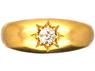 Edwardian 18ct Gold Gypsy Ring set with a Diamond