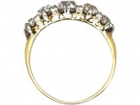 Early Victorian 18ct Gold Five Stone Old Mine Cut Diamond Ring with Diamond Points