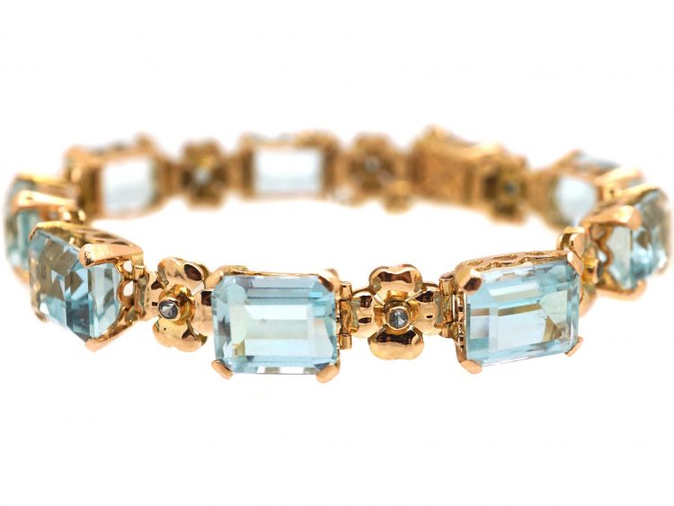 Diamond Goddess Bracelet with Aquamarine Heart Center – Logan Hollowell