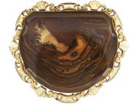 Large Victorian 9ct Gold Brooch set with Fossilised Wood