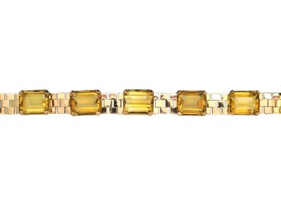 Retro 14ct Gold Bracelet set with Citrines