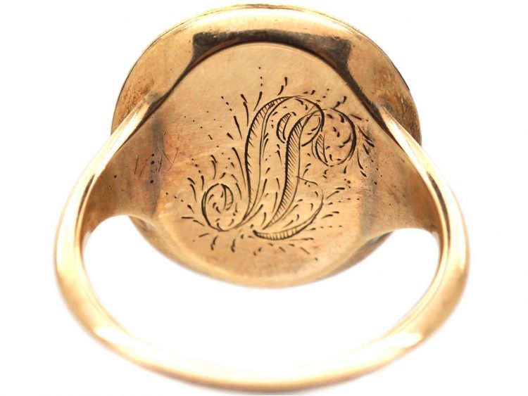 Georgian 15ct Gold Rebus Ring of a Cherub & Willow Tree
