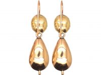 Georgian 15ct Gold Foiled Amethyst Drop Earrings