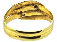 Edwardian 18ct Gold Double Snake Ring set with Diamonds