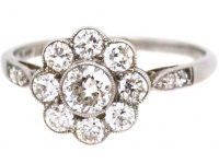 Edwardian Platinum Diamond Daisy Cluster Ring