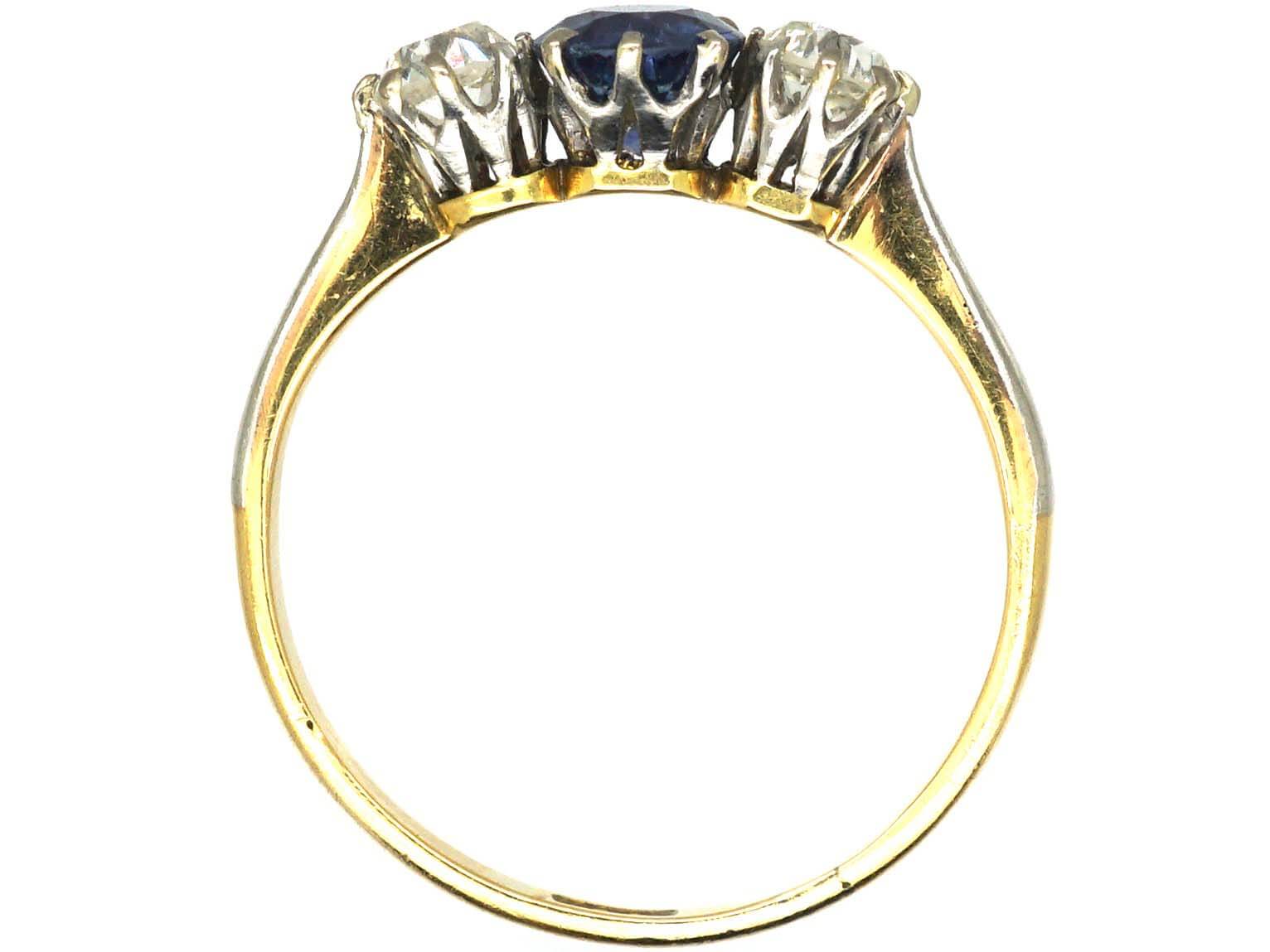 Edwardian 18ct Gold, Sapphire & Diamond Three Stone Ring (442U) | The ...
