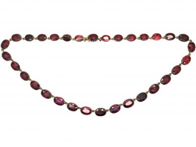 Georgian 9ct Gold Garnet Riviere Necklace in Original Case