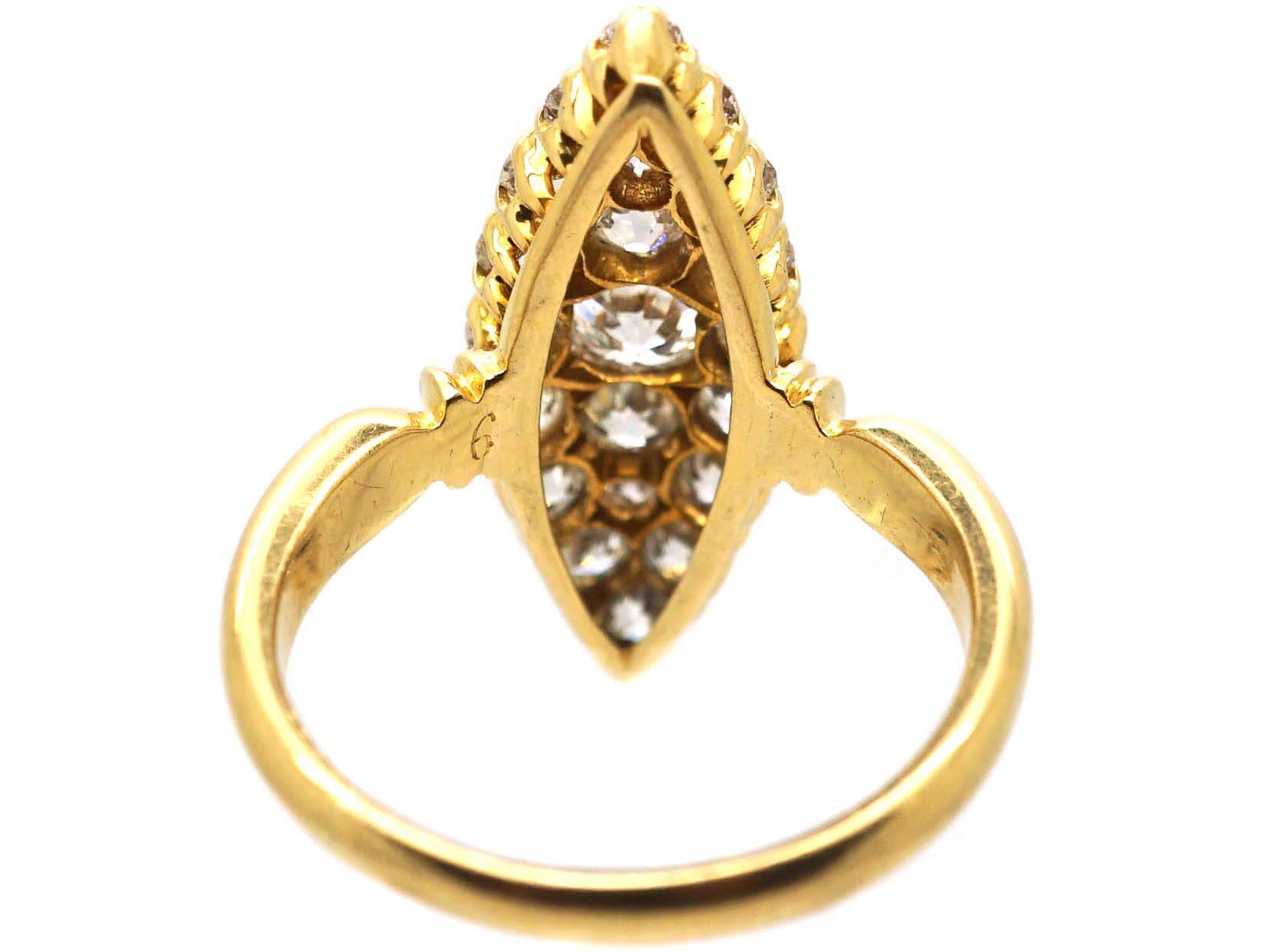 Victorian 18ct Gold Marquise Ring Set with Old Mine Cut Diamonds (457U ...