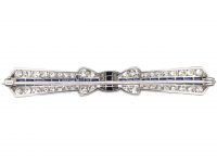 Art Deco Platinum, Sapphire and Diamond Bow Brooch