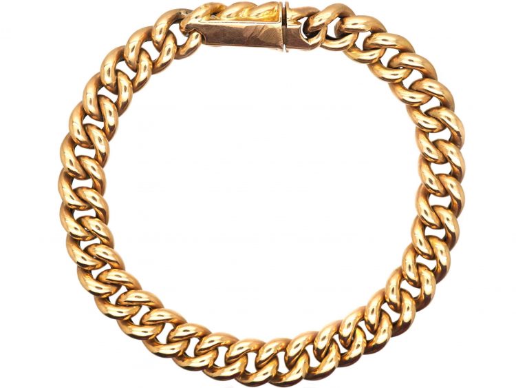 Edwardian 15ct Gold Curb Link Bracelet