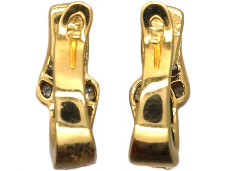 18ct Gold Emerald and Diamond Hoop Earrings