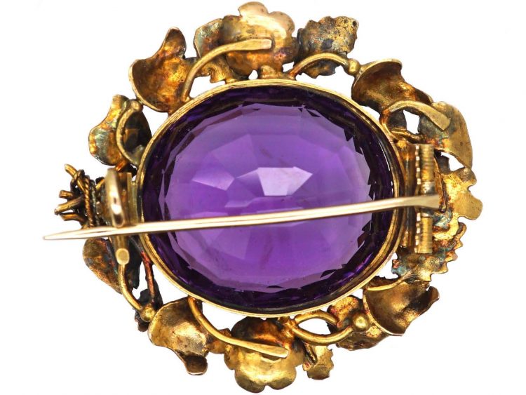 Regency 15ct Gold Three Colour Gold Brooch set with an Amethyst
