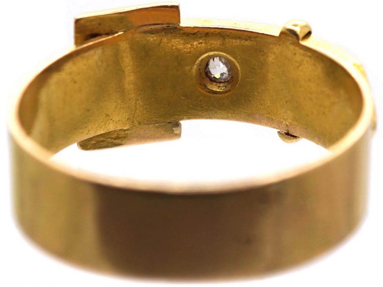 Victorian 15ct Gold and Diamond Buckle Ring