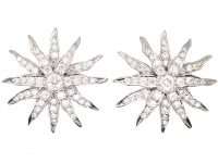Platinum & Diamond Set Sunburst  Earrings by Tiffany