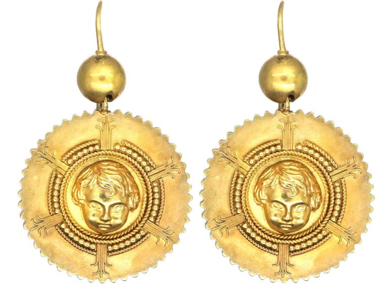 Victorian 15ct Gold Cherub Earrings